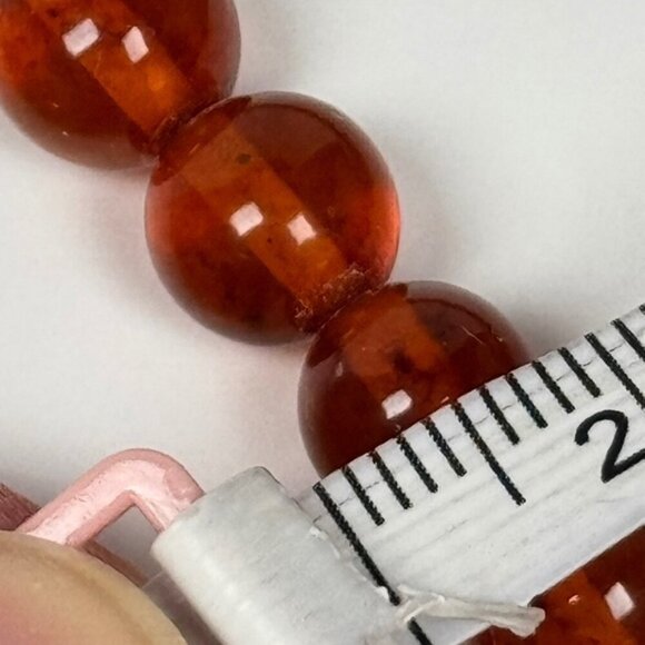 Vintage Natural Amber Beaded Necklace Long 46 in 8mm Beads Glow Gemstone - Picture 10 of 13